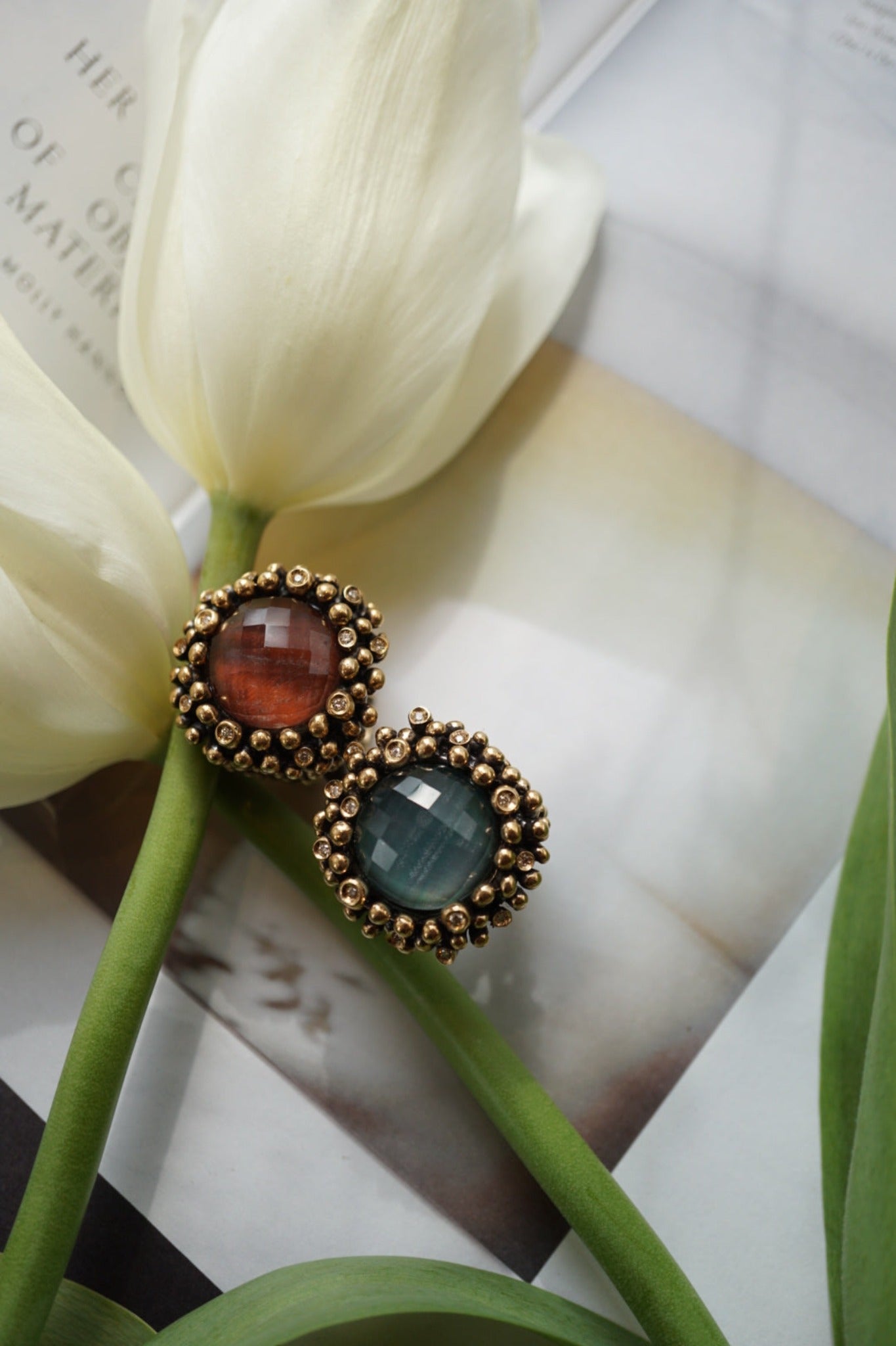 ダニエラデマルキ Daniela de Marchi D di Diamond Collection ディーディーダイヤモンドコレクション リング グリーンアゲート 黒蝶貝 クリスタル フリーサイズ