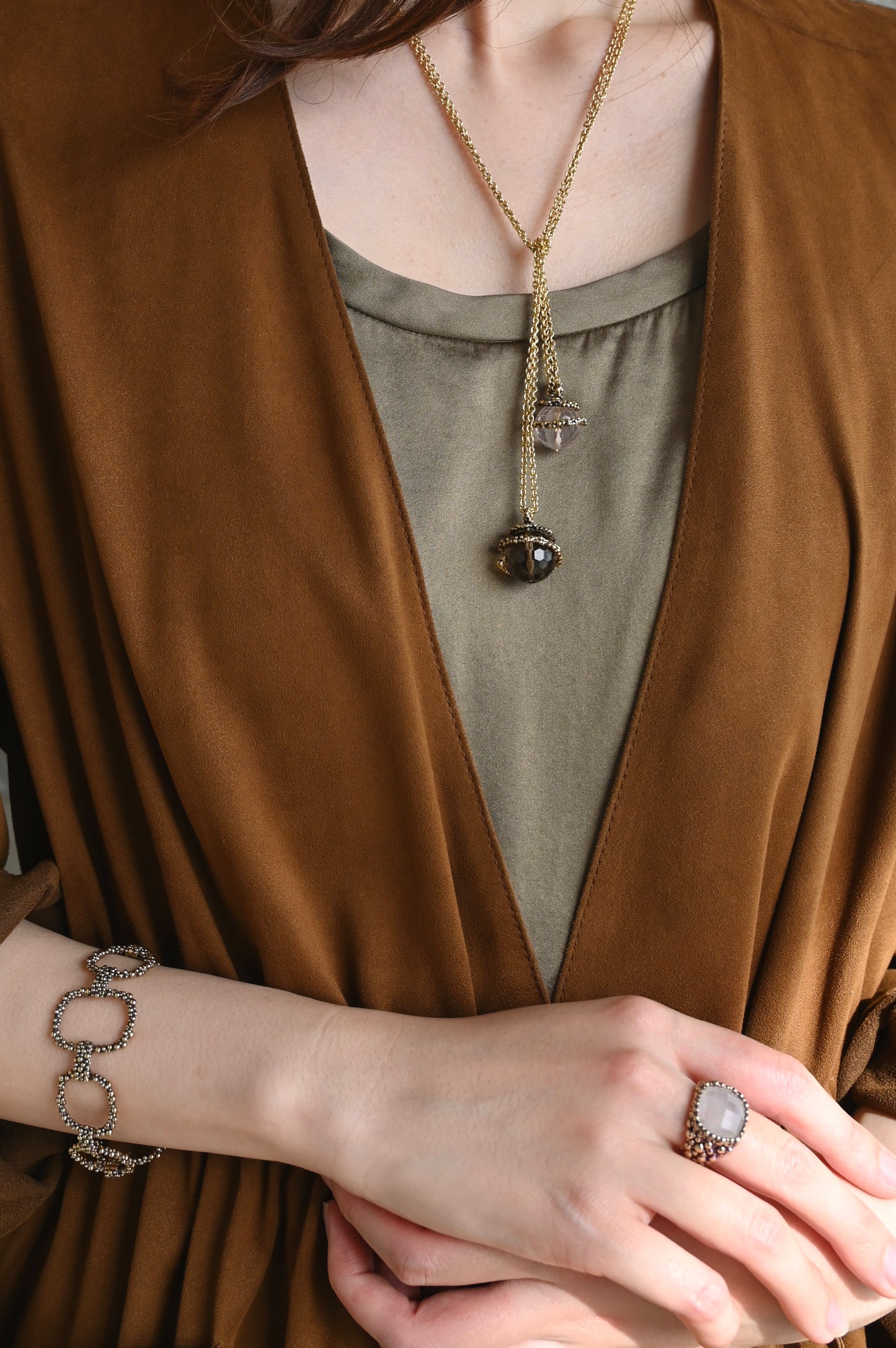 ダニエラデマルキ / Daniela de Marchi <br> Ghirigori Collection<br>ネックレス（Necklace）［ CL5491 OBR スモーキークオーツ×ローズクオーツ］