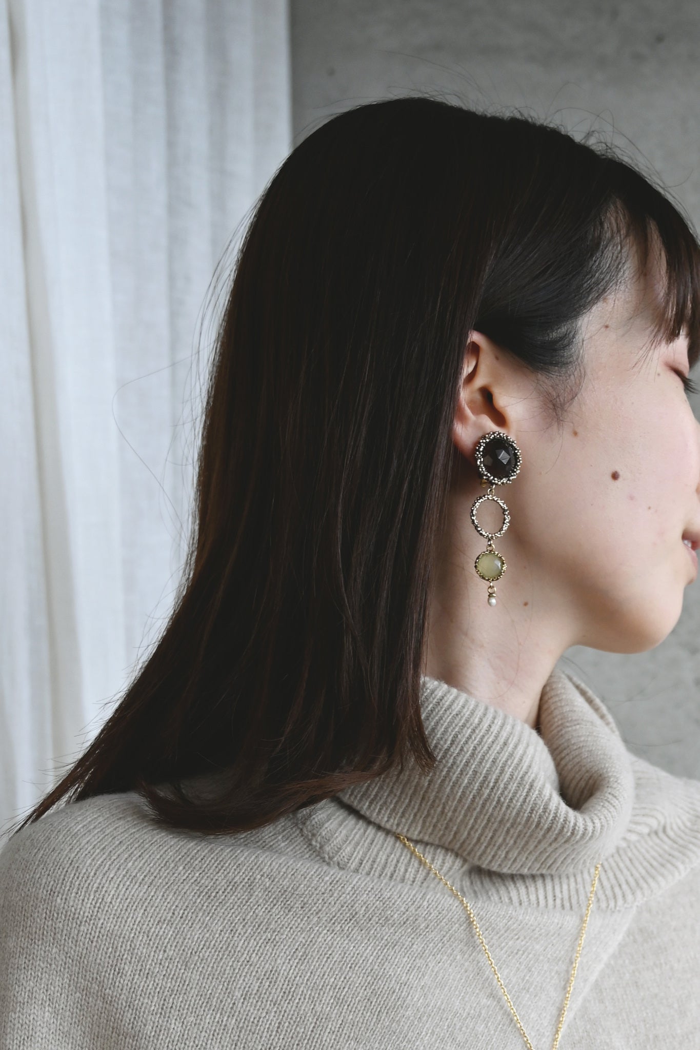 ダニエラデマルキ/Daniela de Marchi<br>Contaminazioni Collection<br>イヤリング（Earrings）［OR1144 OBR スモーキークオーツ/ニュージェイド /パール］