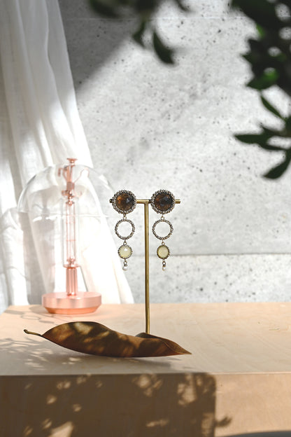 ダニエラデマルキ/Daniela de Marchi<br>Contaminazioni Collection<br>イヤリング（Earrings）［OR1144 OBR スモーキークオーツ/ニュージェイド /パール］