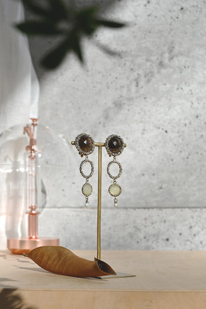 ダニエラデマルキ/Daniela de Marchi<br>Contaminazioni Collection<br>イヤリング（Earrings）［OR1144 OBR スモーキークオーツ/ニュージェイド /パール］