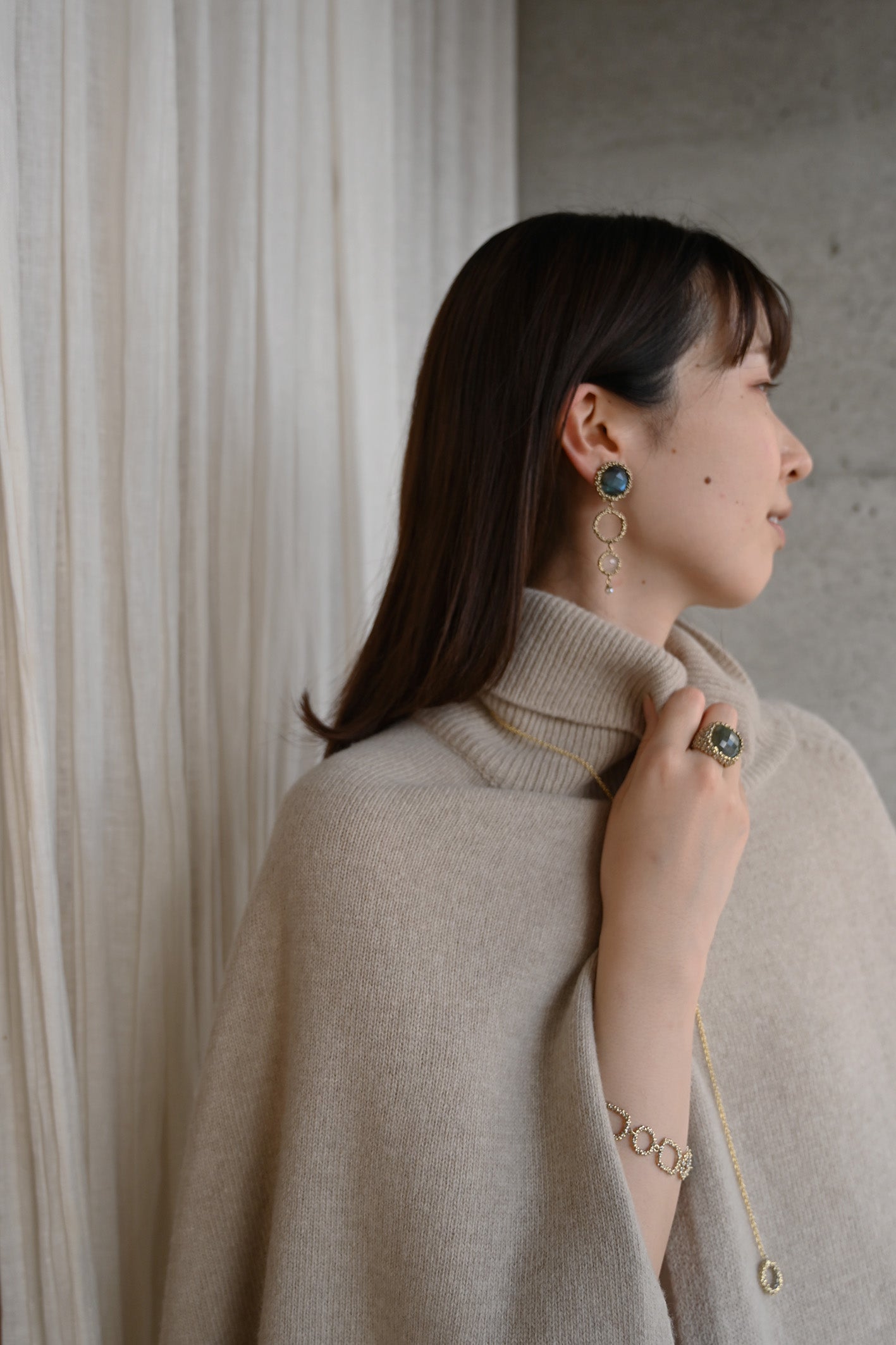 ダニエラデマルキ/Daniela de Marchi<br>Contaminazioni Collection<br>イヤリング（Earrings）［OR1144 OBR ラブラドライト/ローズクオーツ /パール］
