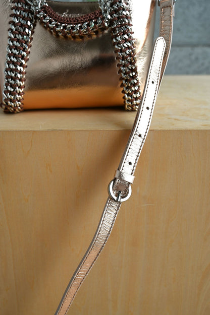 デ・クチュール/de Couture<br>2WAY チェーン レザー トートバッグ SSサイズ (ショルダーベルト付)<br>PinkGold ピンクゴールド