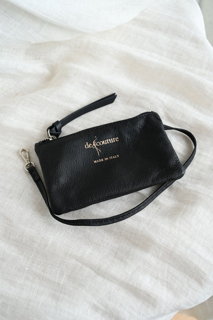 デ・クチュール/de Couture<br>2WAY チェーン レザー トートバッグ S size (ショルダー/ポーチ付)<br> Black /Metalic Brack ブラック/メタリックブラック（チェーン：ブラック）