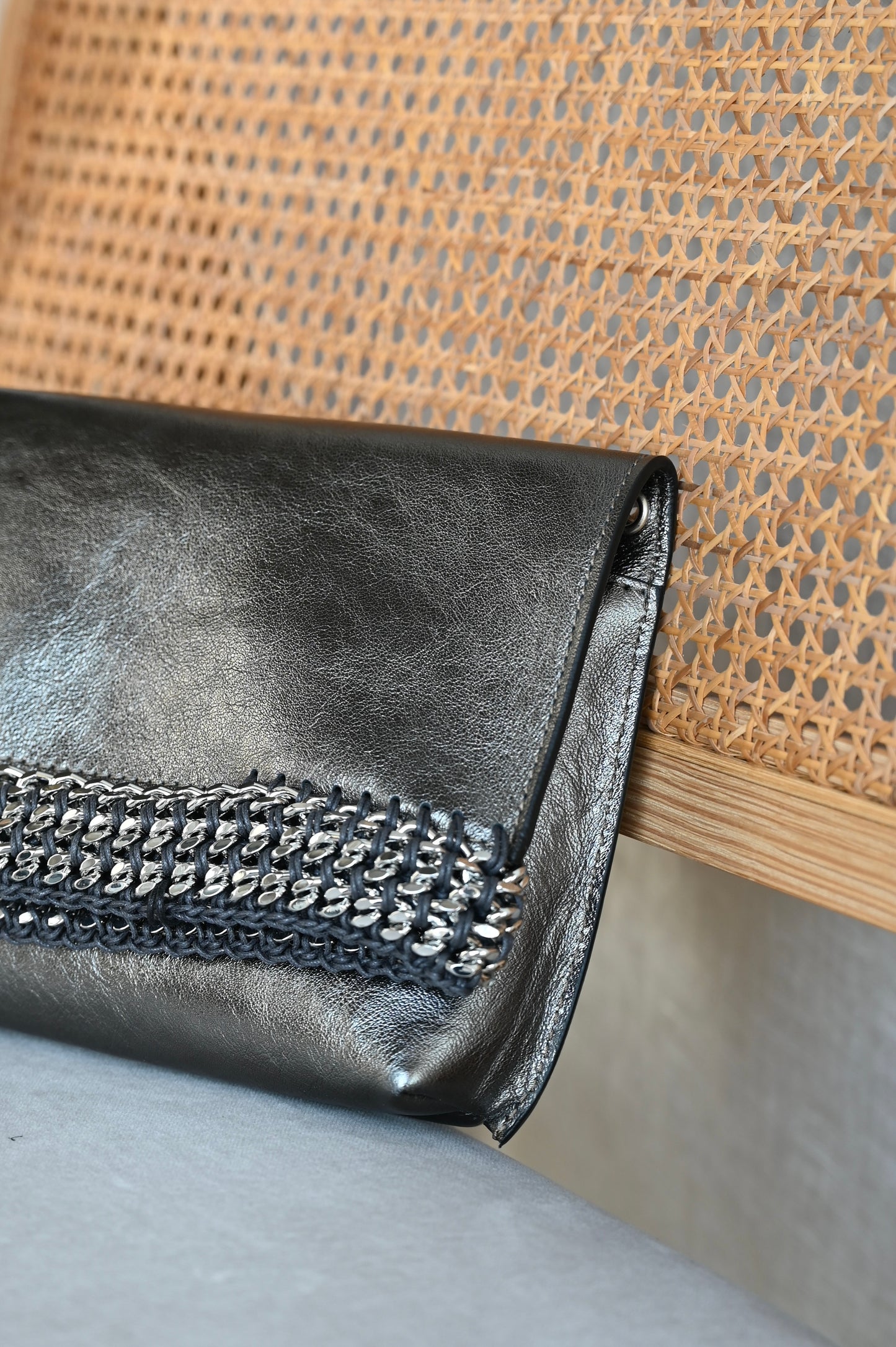 【オーダー】デ・クチュール/de Couture<br>クラッチバッグ <br> Metallic BlackSilver