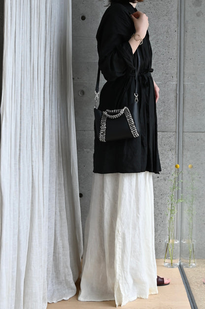 デ・クチュール/de Couture<br>2WAY チェーン レザー トートバッグ SSサイズ (ショルダーベルト付)<br>Black ブラック