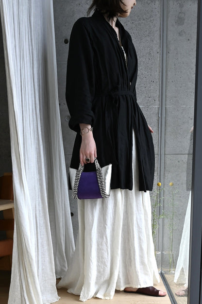 デ・クチュール/de Couture<br>2WAY チェーン レザー トートバッグ SSサイズ (ショルダーベルト付)<br>Violet Swede/Metalic Silver バイオレットスエード/メタリックシルバー