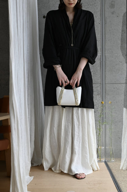 デ・クチュール/de Couture<br>2WAY チェーン レザー トートバッグ SSサイズ (ショルダーベルト付)<br> White ホワイト