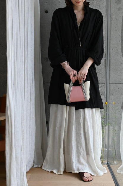 デ・クチュール/de Couture<br>2WAY チェーン レザー トートバッグ SSサイズ (ショルダーベルト付)<br>Pink / Ivory  ピンク/アイボリー