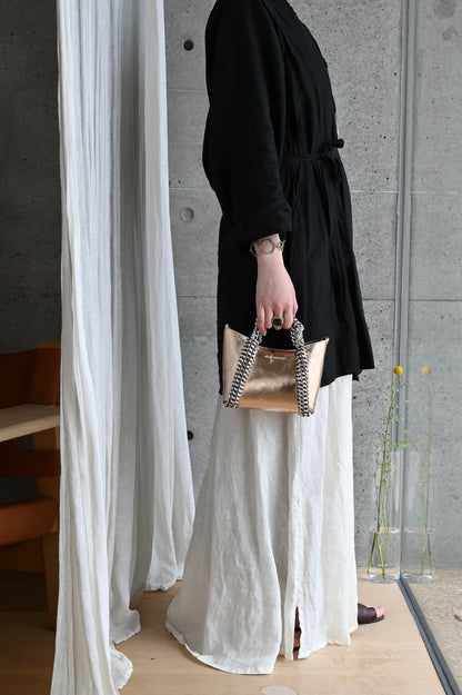 デ・クチュール/de Couture<br>2WAY チェーン レザー トートバッグ SSサイズ (ショルダーベルト付)<br>PinkGold ピンクゴールド