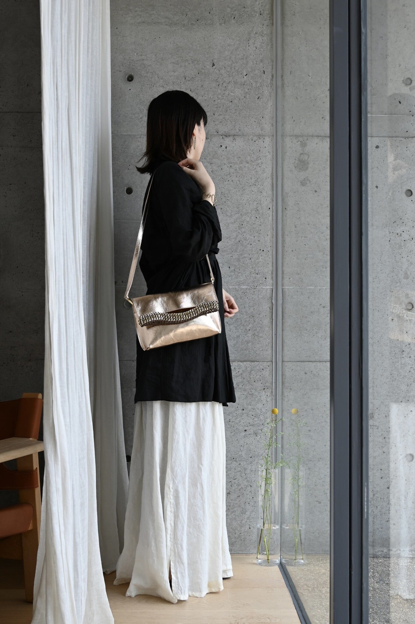 デ・クチュール/de Couture<br>クラッチバッグ（ショルダーベルト付） <br> Pink Gold ピンクゴールド