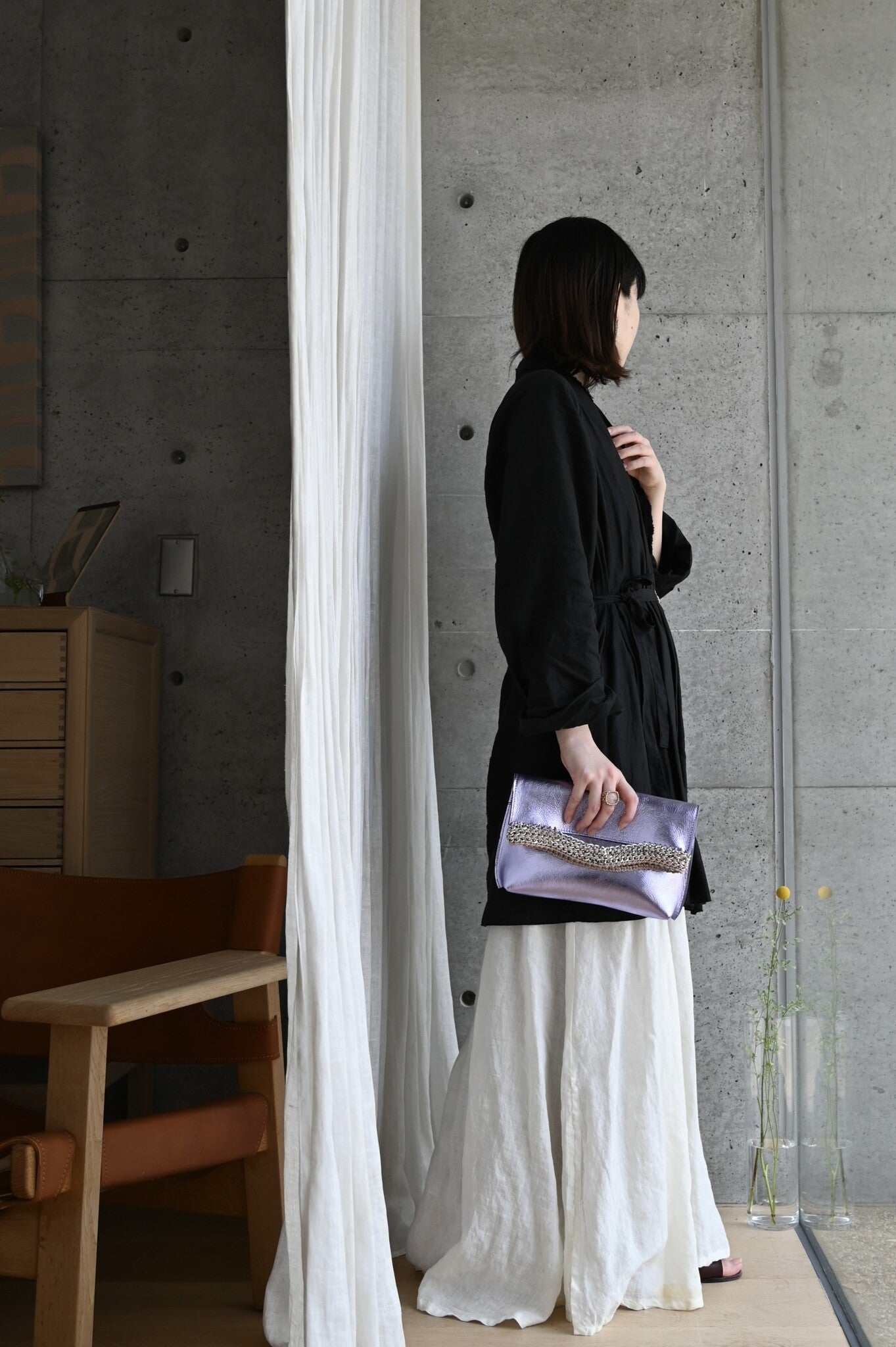デ・クチュール/de Couture<br>クラッチバッグ（ショルダーベルト付） <br> Metalic Lavender  メタリックラベンダー