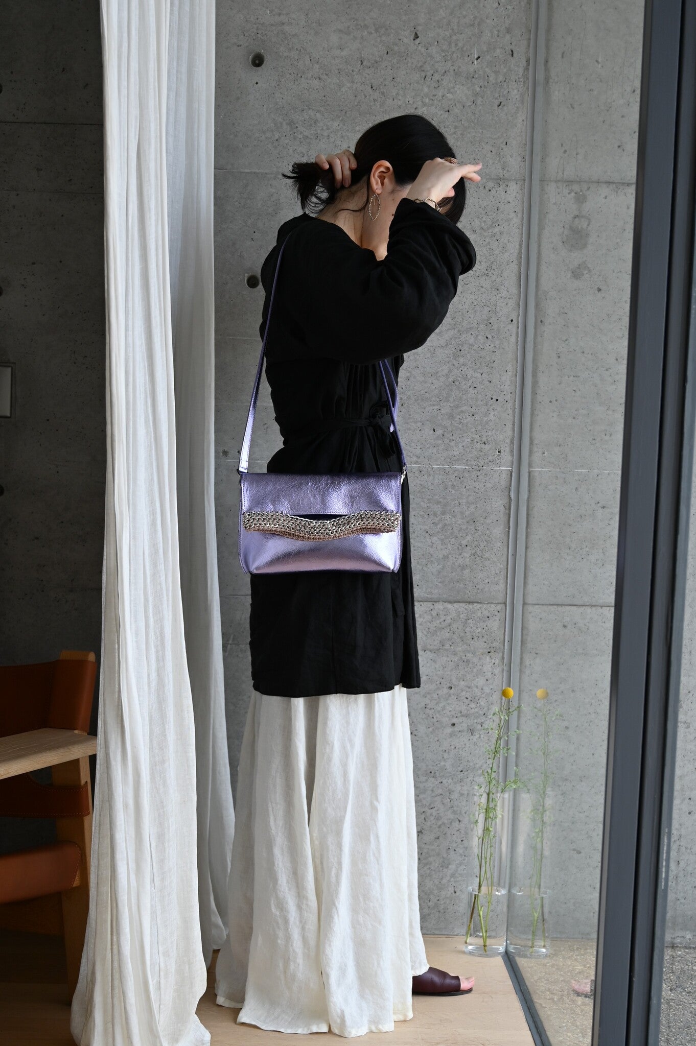 デ・クチュール/de Couture<br>クラッチバッグ（ショルダーベルト付） <br> Metalic Lavender  メタリックラベンダー