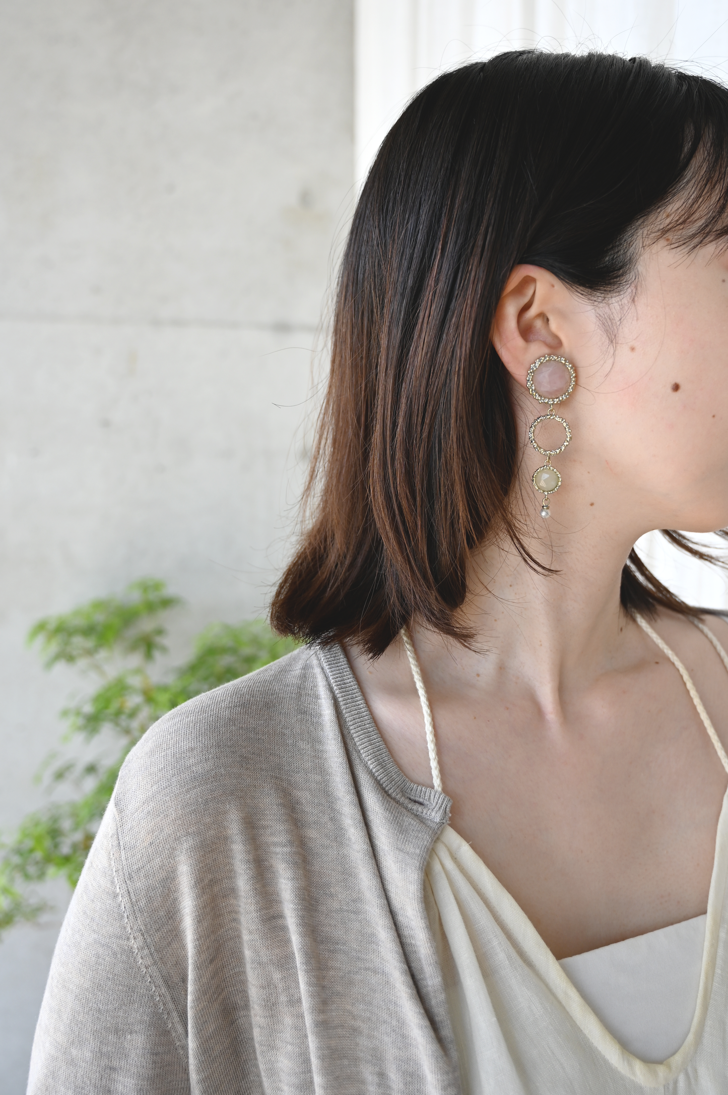ダニエラデマルキ/Daniela de Marchi<br>Contaminazioni Collection<br> イヤリング（Earrings）［OR1144 OAG ローズクォーツ/ニュージェイド/ パール］