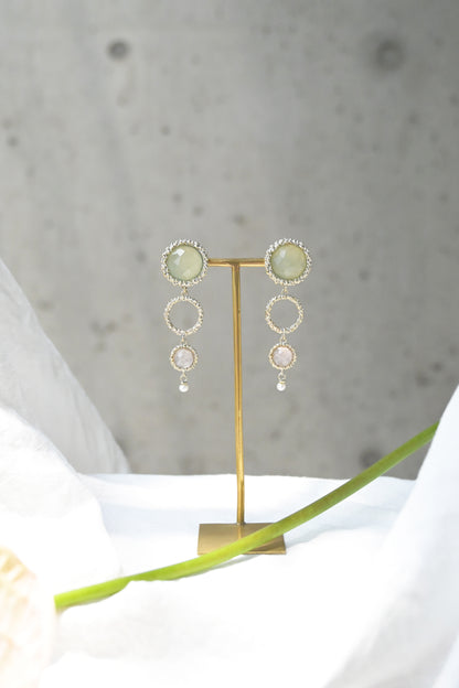 ダニエラデマルキ/Daniela de Marchi<br>Contaminazioni Collection<br>イヤリング（Earrings）［OR1144 OAG ニュージェイド/ ローズクォーツ/パール］